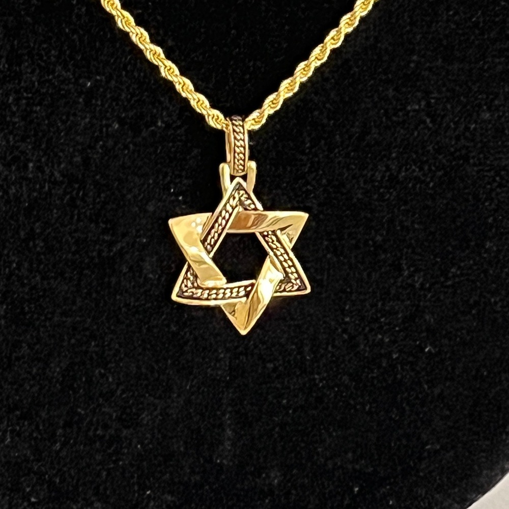 Esquire Star of David Necklace Men 22" Gold 14KYGP 925 Italy Rope Chain NEW